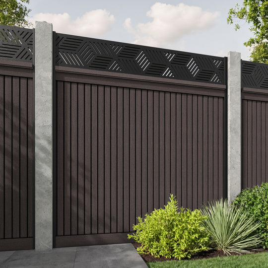 Virtis Cubed Fence Panel - Mid Brown - for existing concrete posts
