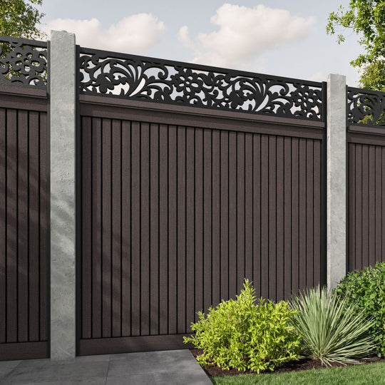 Virtis Eden Fence Panel - Mid Brown - for existing concrete posts