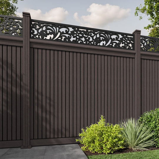 Virtis Eden Fence Panel - Mid Brown - with our composite posts