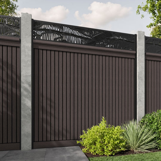 Virtis Feather Fence Panel - Mid Brown - for existing concrete posts