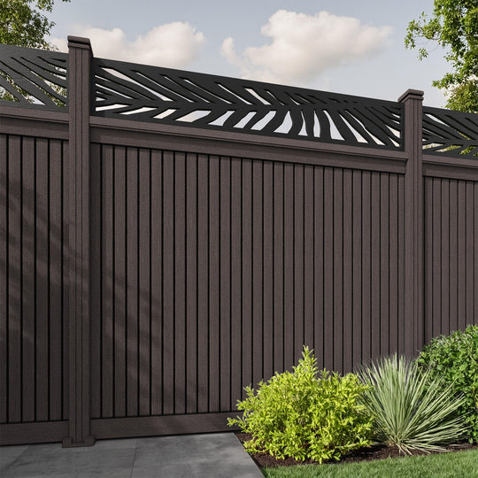 Virtis Palm Fence Panel - Mid Brown - with our composite posts