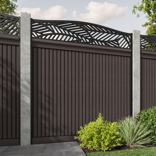 Virtis Habitat Curved Top Fence Panel - Mid Brown - for existing concrete posts