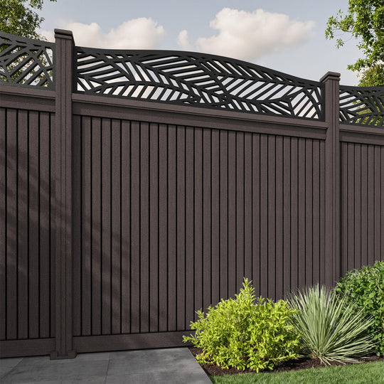 Virtis Habitat Curved Top Fence Panel - Mid Brown - with our composite posts