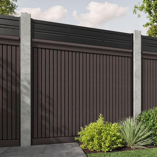Virtis Linea Fence Panel - Mid Brown - for existing concrete posts