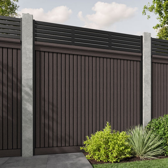Virtis Aspen Fence Panel - Mid Brown - for existing concrete posts