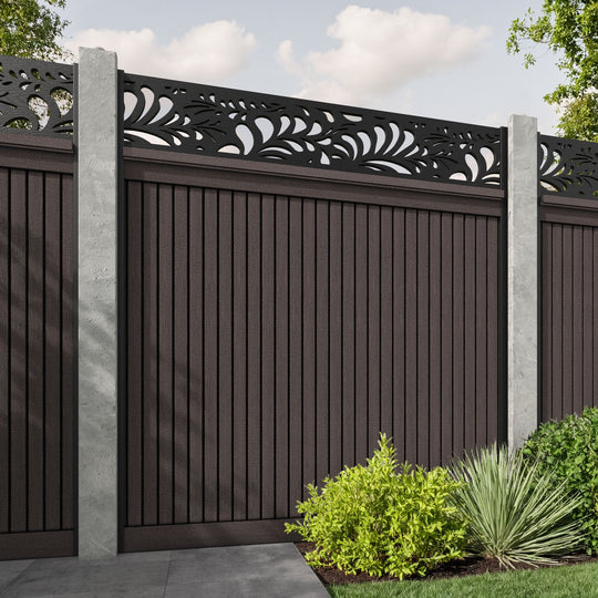 Virtis Petal Fence Panel - Mid Brown - for existing concrete posts