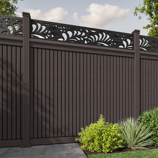 Virtis Petal Fence Panel - Mid Brown - with our composite posts