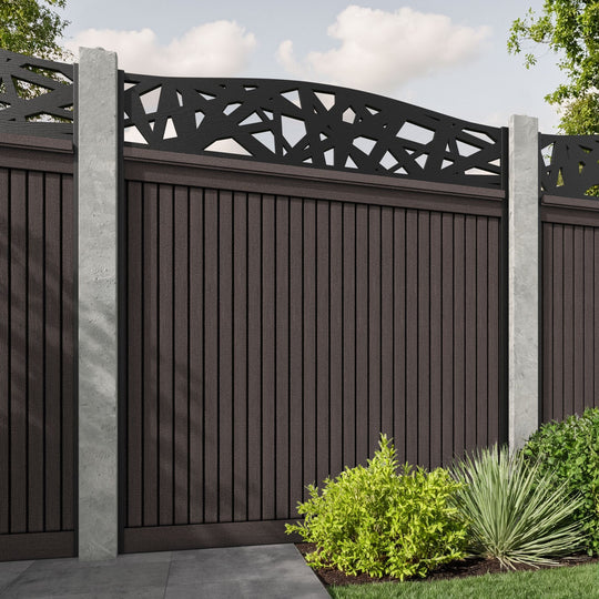 Virtis Prism Curved Top Fence Panel - Mid Brown - for existing concrete posts