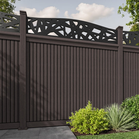 Virtis Prism Curved Top Fence Panel - Mid Brown - with our composite posts