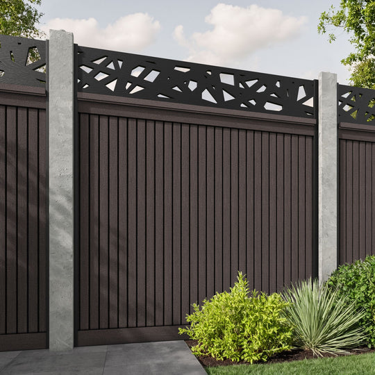 Virtis Prism Fence Panel - Mid Brown - for existing concrete posts
