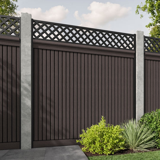 Virtis Hive Fence Panel - Mid Brown - for existing concrete posts