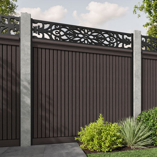 Virtis Windsor Fence Panel - Mid Brown - for existing concrete posts