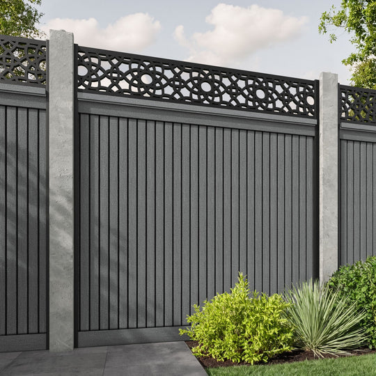 Virtis Ambar Fence Panel - Mid Grey - for existing concrete posts