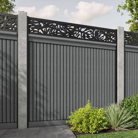 Virtis Botanic Fence Panel - Mid Grey - for existing concrete posts