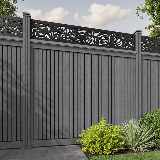 Virtis Botanic Fence Panel - Mid Grey - with our composite posts