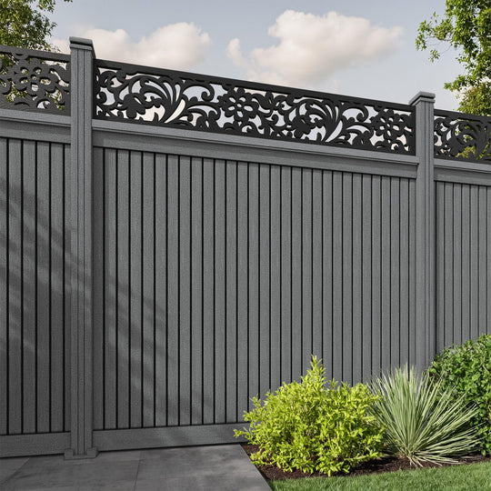 Virtis Eden Fence Panel - Mid Grey - with our composite posts