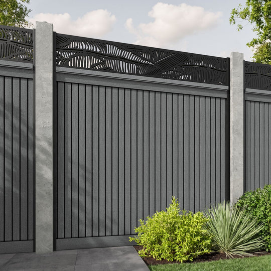 Virtis Feather Fence Panel - Mid Grey - for existing concrete posts