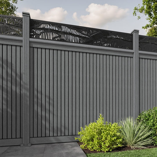 Virtis Feather Fence Panel - Mid Grey - with our composite posts