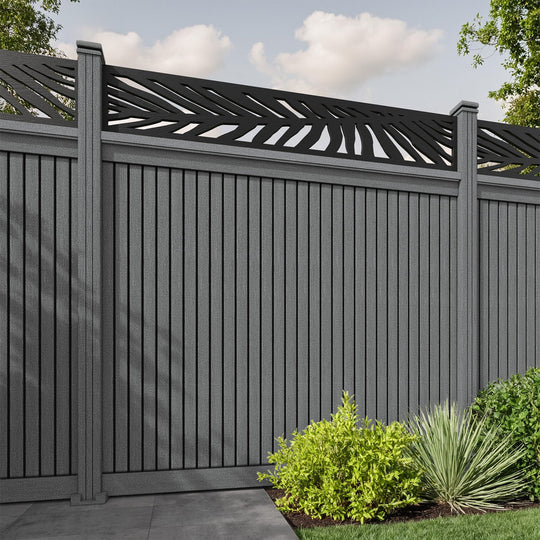 Virtis Palm Fence Panel - Mid Grey - with our composite posts