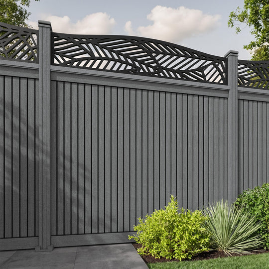 Virtis Habitat Curved Top Fence Panel - Mid Grey - with our composite posts