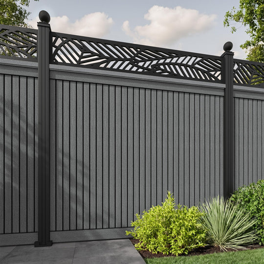 Virtis Habitat Fence Panel - Mid Grey - with our aluminium posts