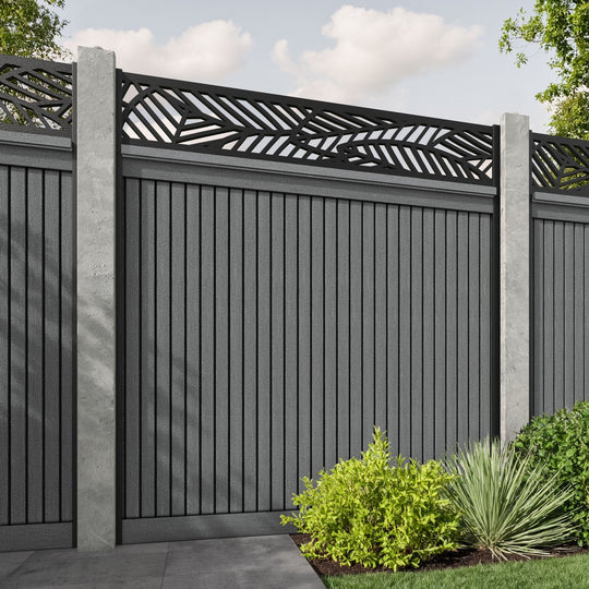 Virtis Habitat Fence Panel - Mid Grey - for existing concrete posts