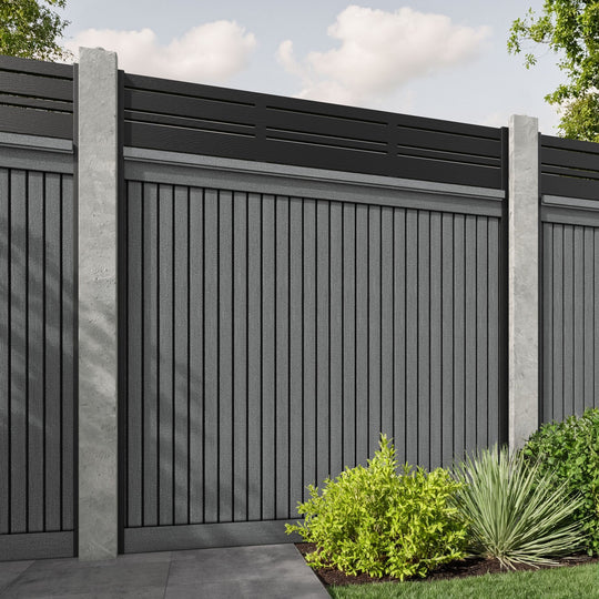 Virtis Linea Fence Panel - Mid Grey - for existing concrete posts