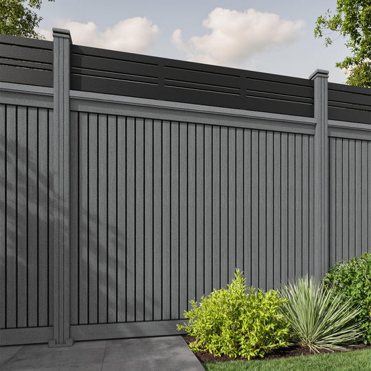 Virtis Linea Fence Panel - Mid Grey - with our composite posts