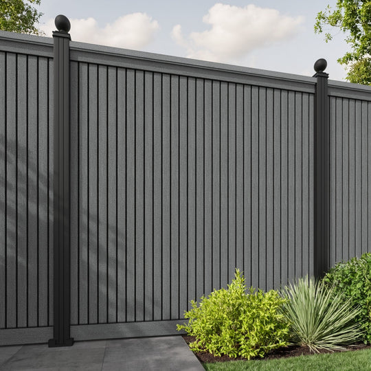 Virtis Fence Panel - Mid Grey - with our aluminium posts
