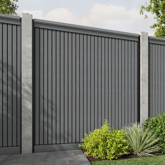 Virtis Fence Panel - Mid Grey - for existing concrete posts