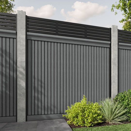 Virtis Aspen Fence Panel - Mid Grey - for existing concrete posts