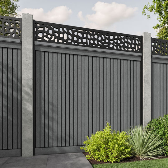 Virtis Pebble Fence Panel - Mid Grey - for existing concrete posts