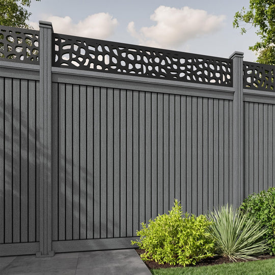 Virtis Pebble Fence Panel - Mid Grey - with our composite posts
