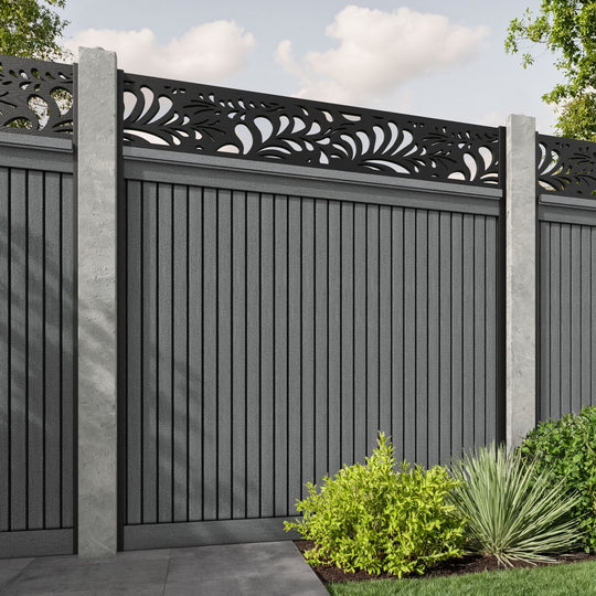 Virtis Petal Fence Panel - Mid Grey - for existing concrete posts