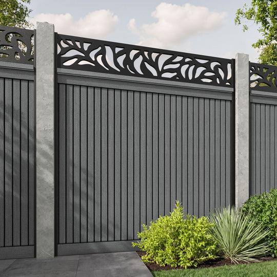Virtis Plume Fence Panel - Mid Grey - for existing concrete posts