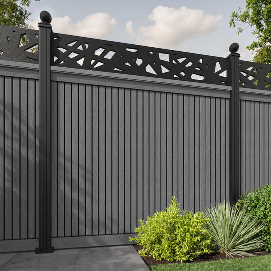 Virtis Prism Fence Panel - Mid Grey - with our aluminium posts