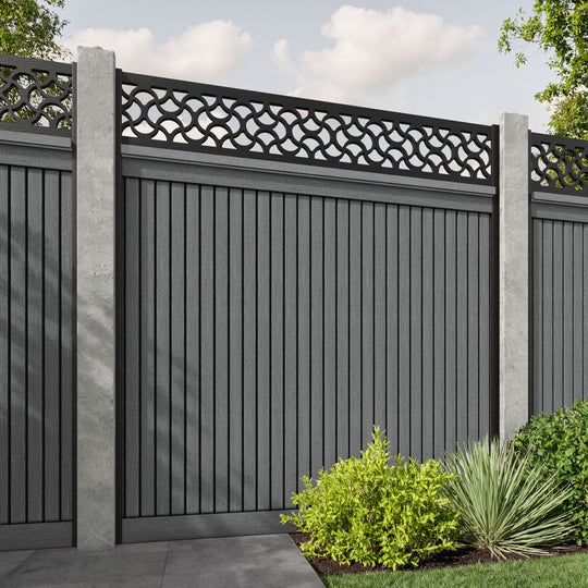 Virtis Vida Fence Panel - Mid Grey - for existing concrete posts