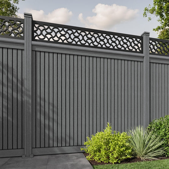 Virtis Vida Fence Panel - Mid Grey - with our composite posts