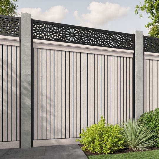 Virtis Alnara Fence Panel - Mid Stone - for existing concrete posts