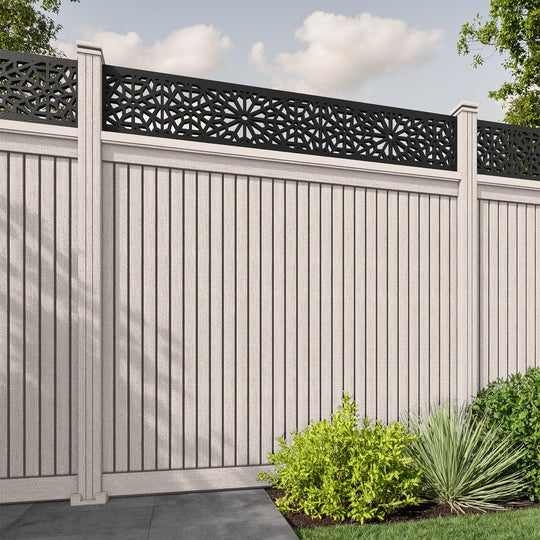 Virtis Alnara Fence Panel - Mid Stone - with our composite posts
