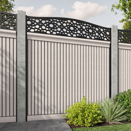 Virtis Ambar Curved Top Fence Panel - Mid Stone - for existing concrete posts