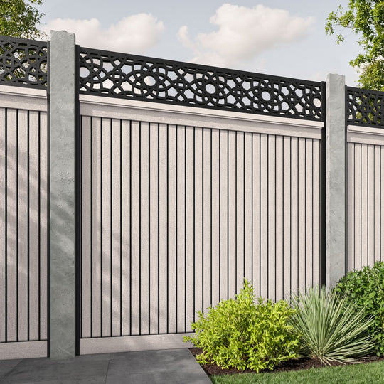Virtis Ambar Fence Panel - Mid Stone - for existing concrete posts