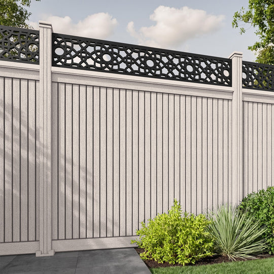 Virtis Ambar Fence Panel - Mid Stone - with our composite posts