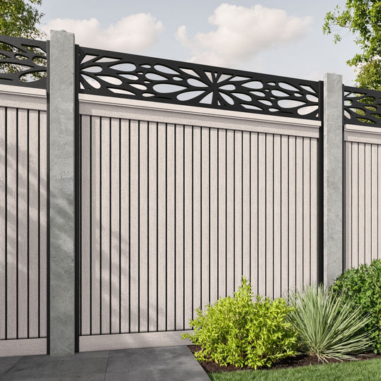 Virtis Blossom Fence Panel - Mid Stone - for existing concrete posts
