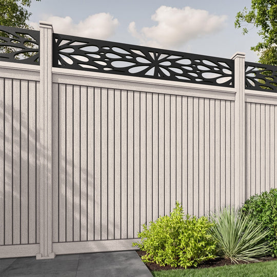 Virtis Blossom Fence Panel - Mid Stone - with our composite posts