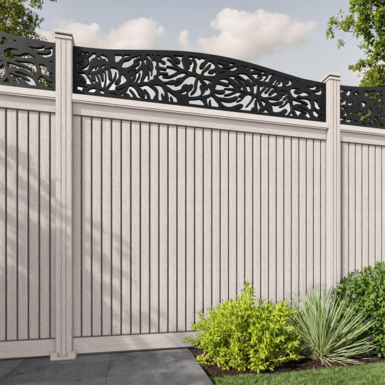 Virtis Botanic Curved Top Fence Panel - Mid Stone - with our composite posts