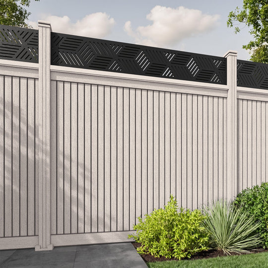 Virtis Cubed Fence Panel - Mid Stone - with our composite posts