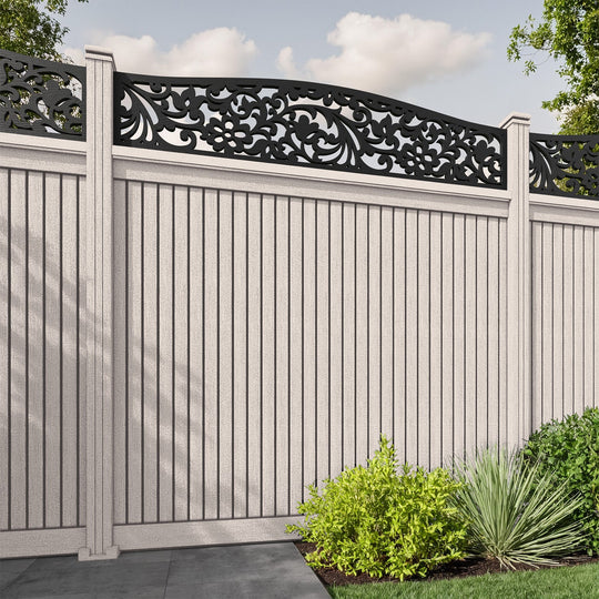 Virtis Eden Curved Top Fence Panel - Mid Stone - with our composite posts