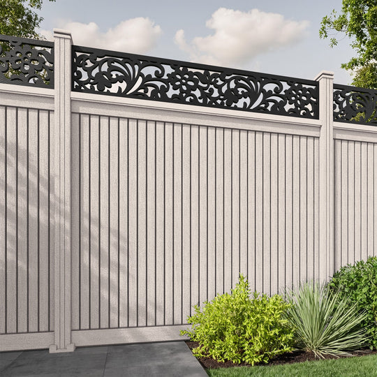 Virtis Eden Fence Panel - Mid Stone - with our composite posts
