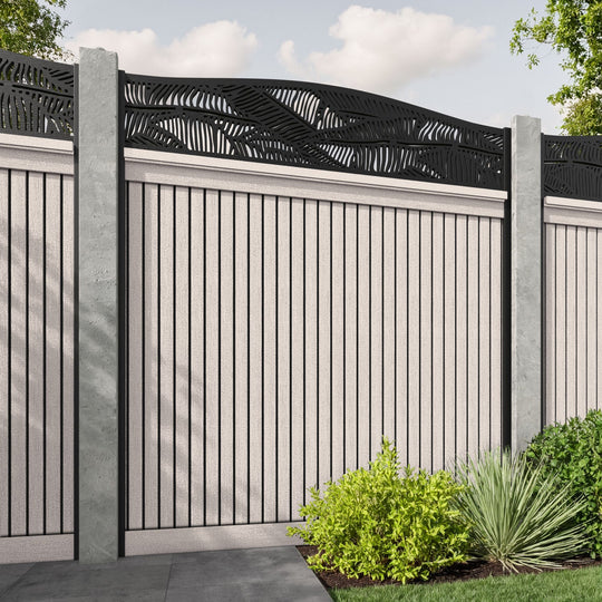 Virtis Feather Curved Top Fence Panel - Mid Stone - for existing concrete posts